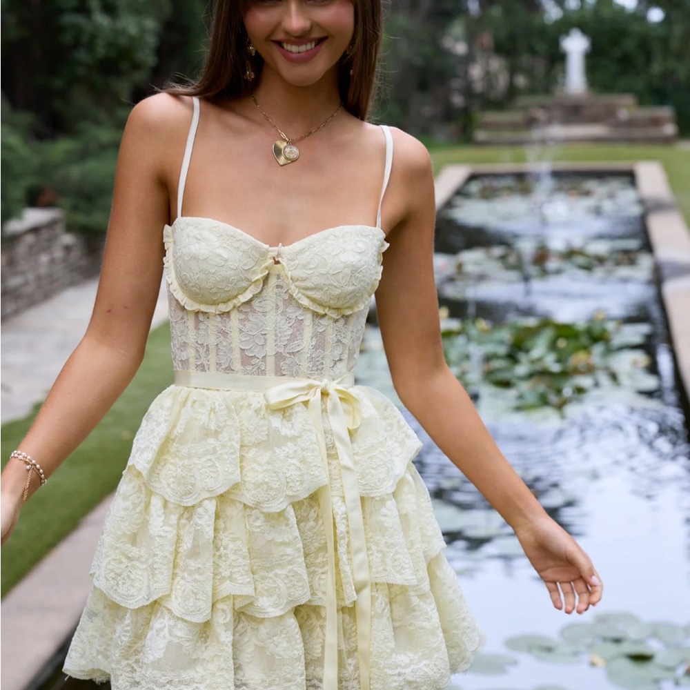 The Josie Dress in Transparent Yellow Lace